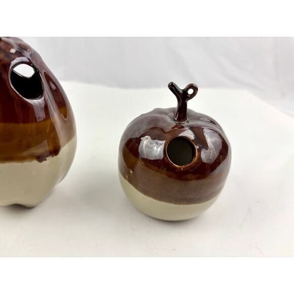 VTG  3 pc Pottery Brown Drip Glaze Kitchen Utensil Holder Taiwan 1970's - Picture 6 of 12